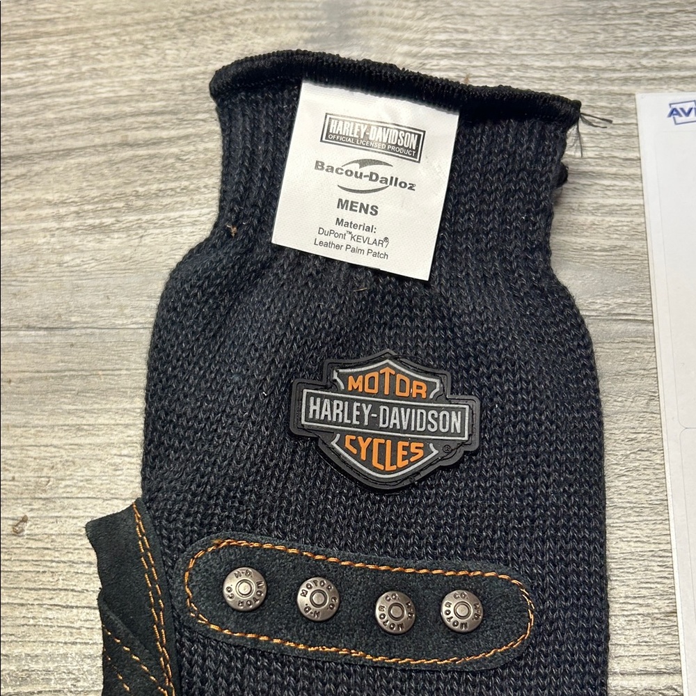 Harley-Davidson Black Dupont Kevlar Leather Palm Patch Men's Gloves